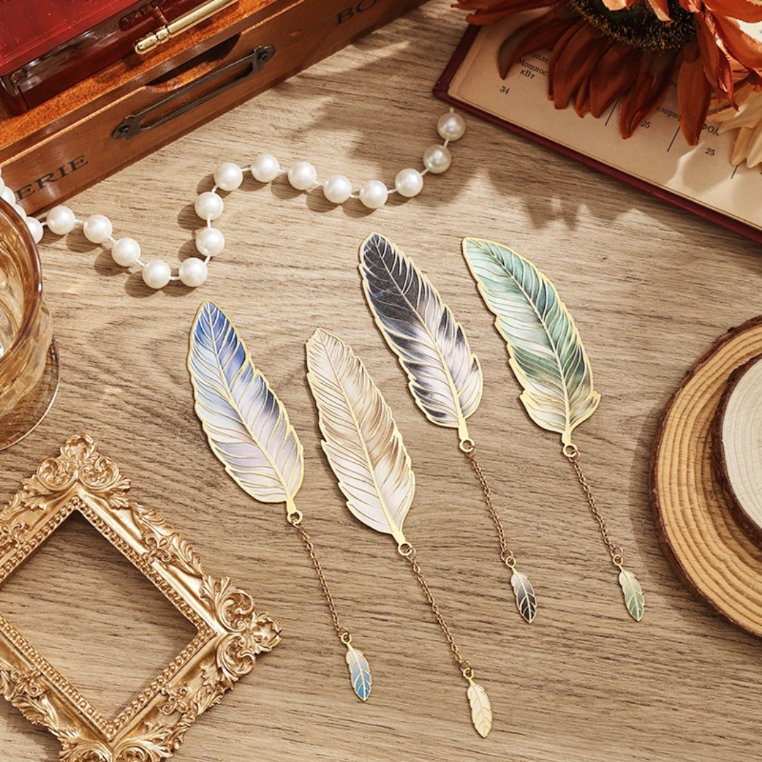 Feather Bookmarks - Beige