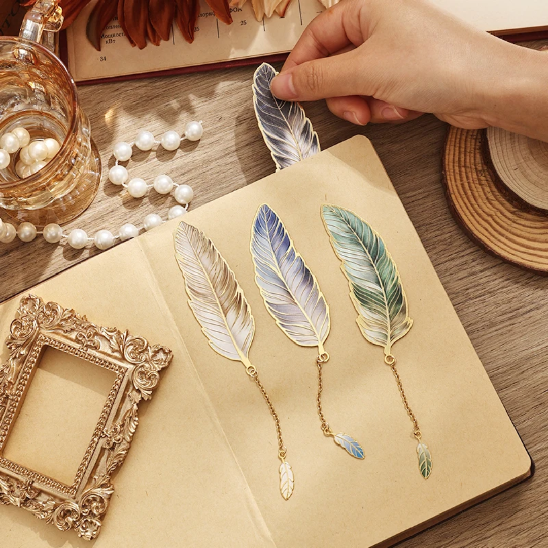 Feather Bookmarks - Beige