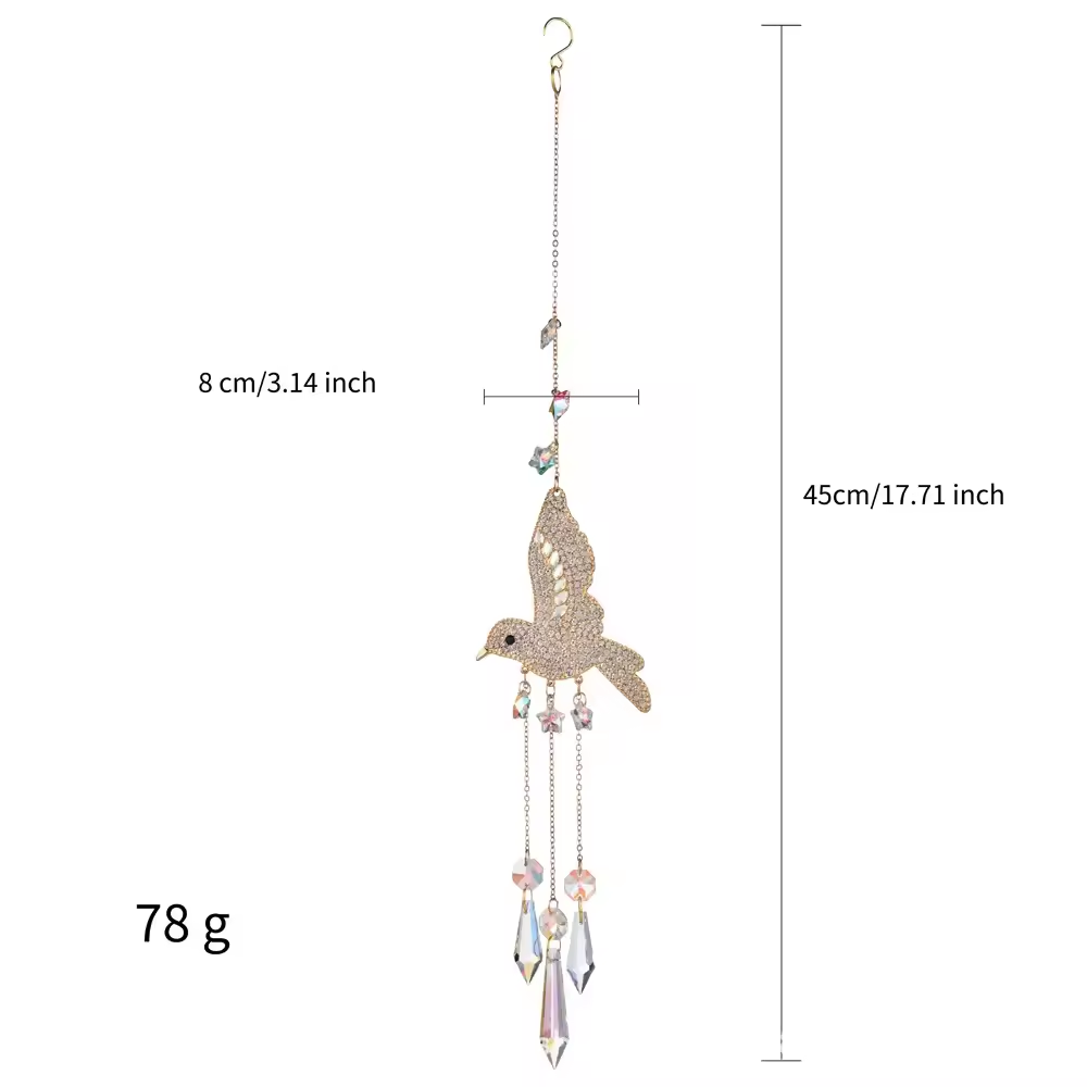 Diamanté Hummingbird Sun Catcher with Crystal Droplets