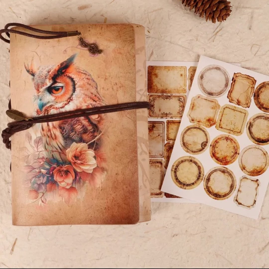 Vintage Style Journal Set - Watch Owl