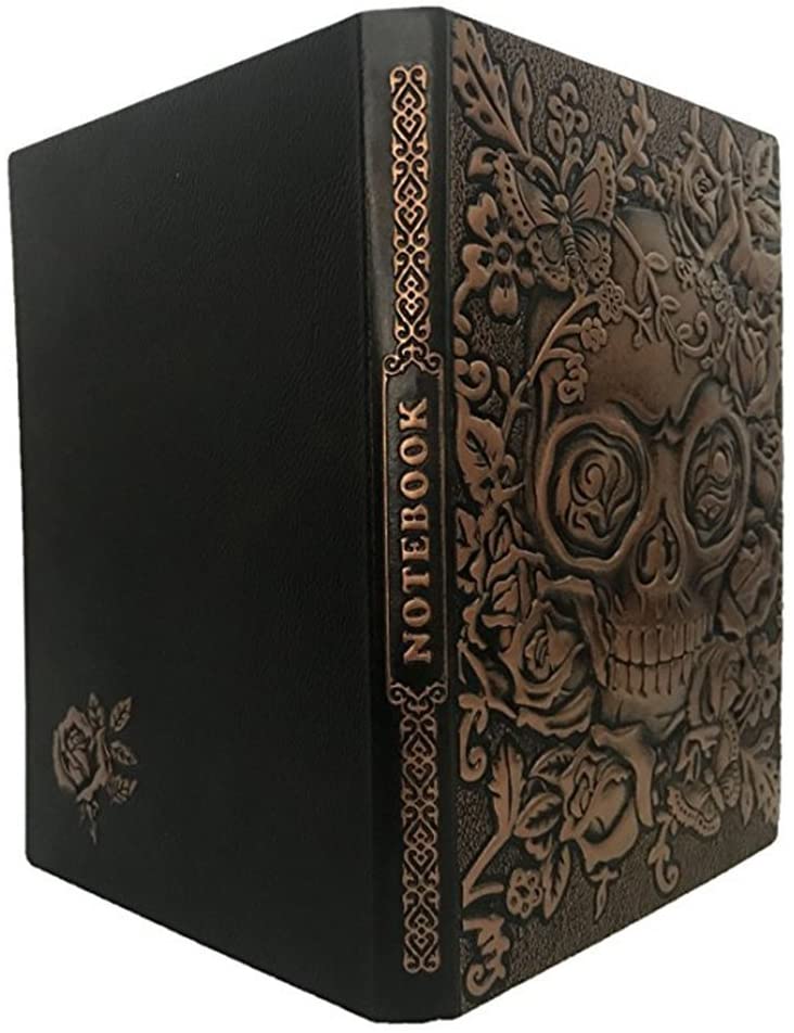 3D Embossed Antique Style Notebook - Skull