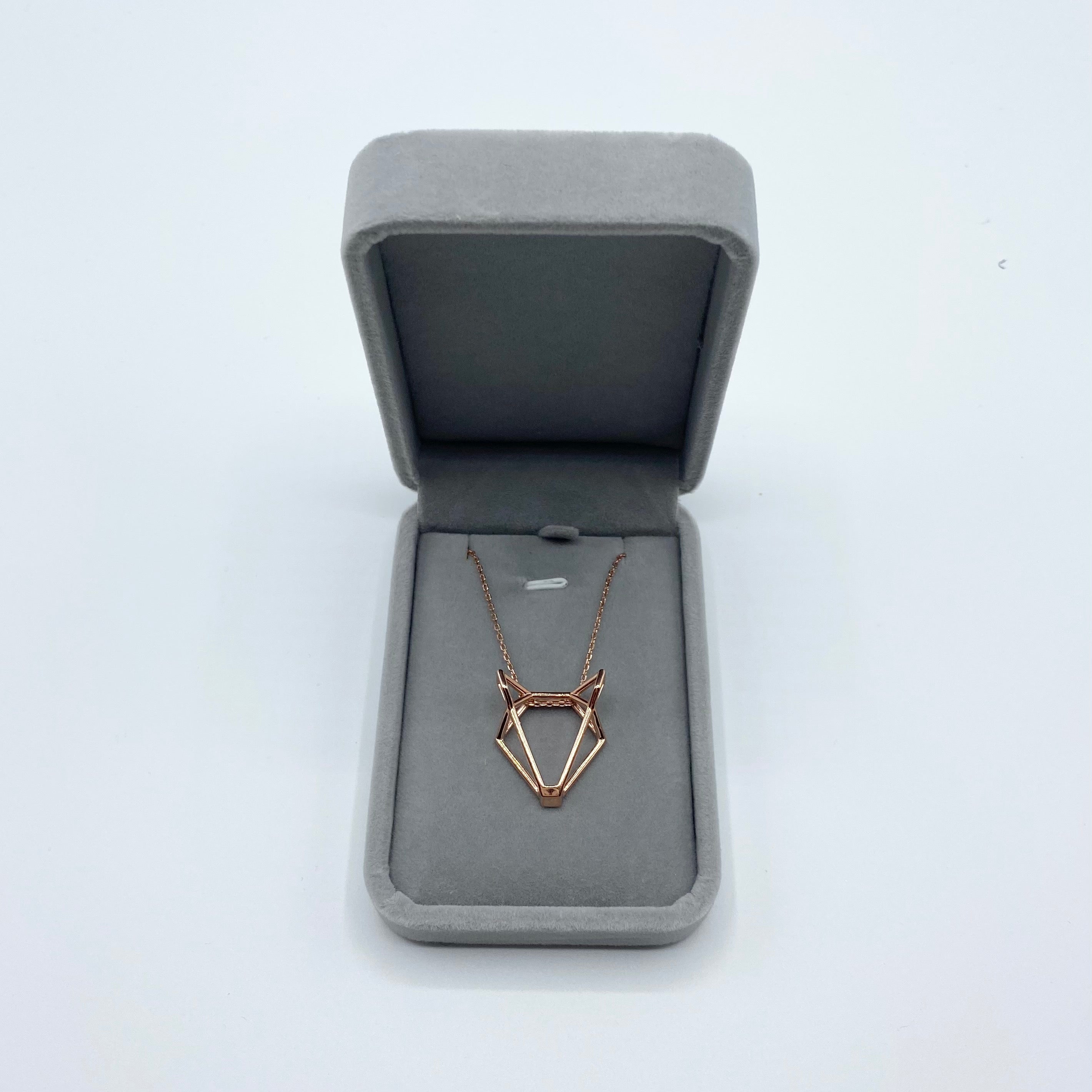 Rose Gold Origami Wolf Pendant Necklace