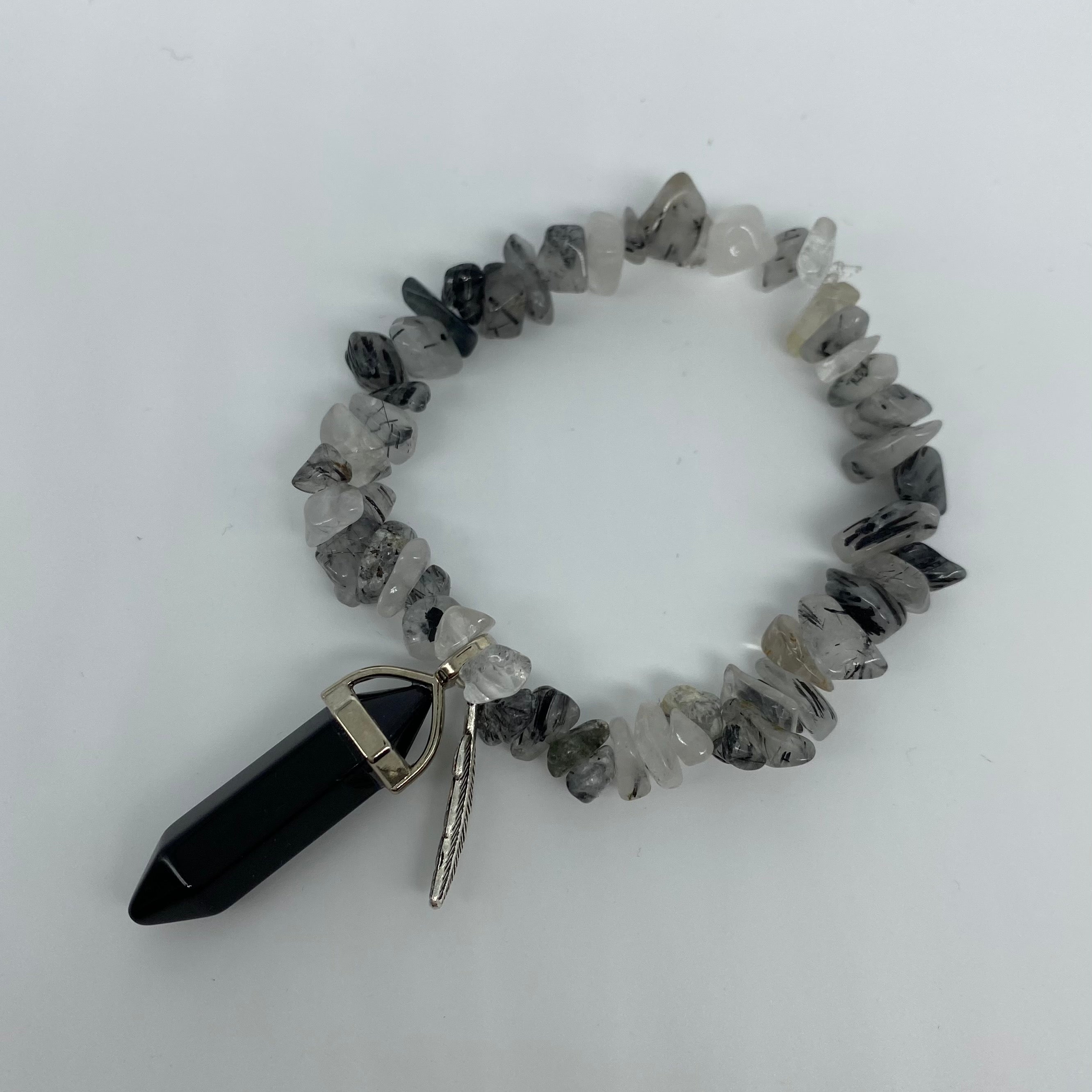 Rutilated Black Quartz Crystal Bracelet