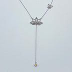 Sterling Silver Lotus Flower Dangling Pendant Necklace