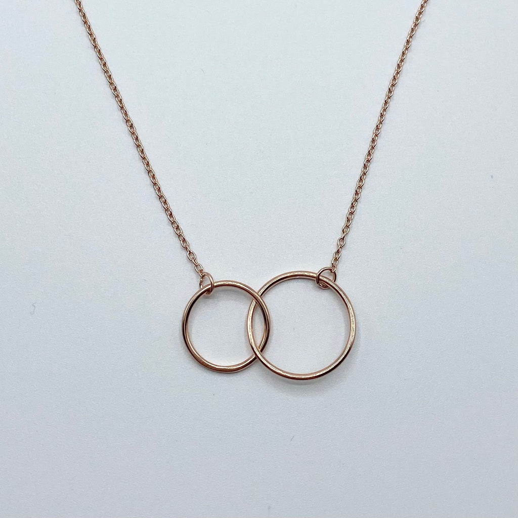 Rose Gold Double Circle Pendant Necklace