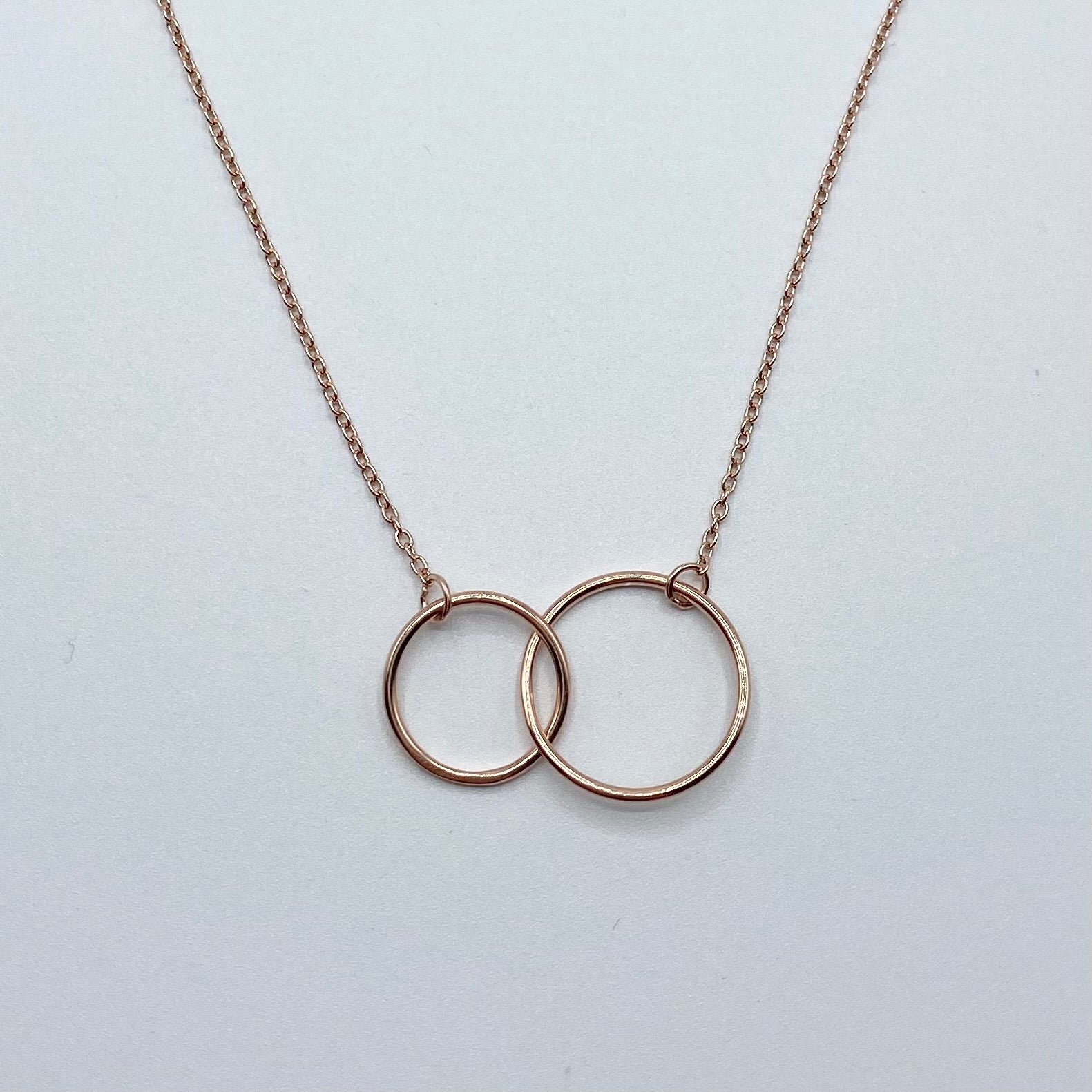 Rose Gold Double Circle Pendant Necklace