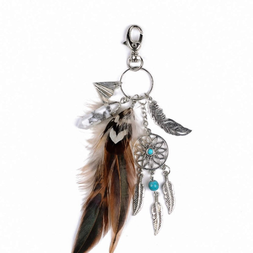 Brown Feathered Paper Plane Keyring