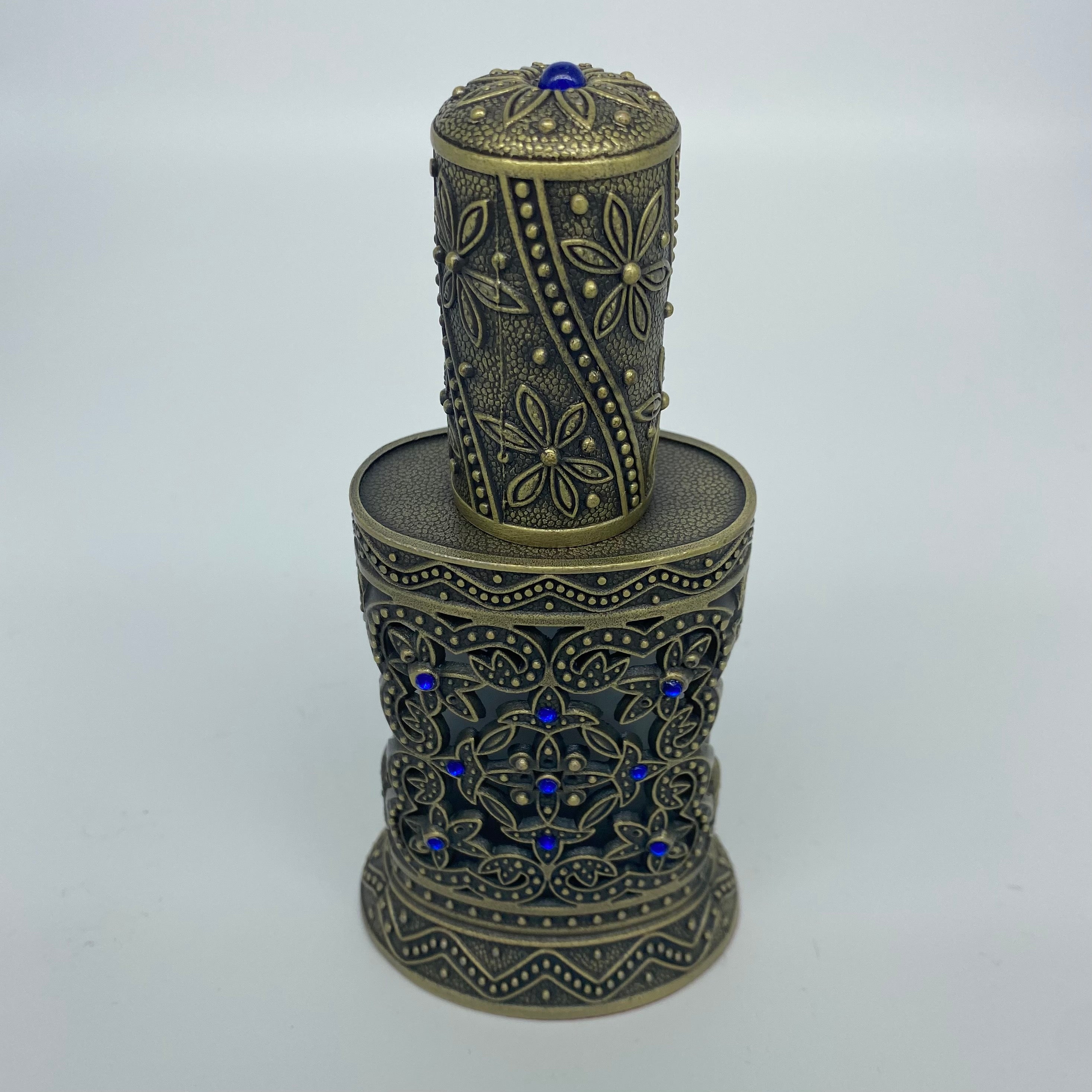 Bronze & Blue Vintage Style Perfume Bottle