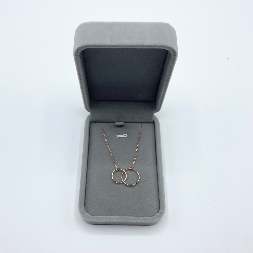 Rose Gold Double Circle Pendant Necklace