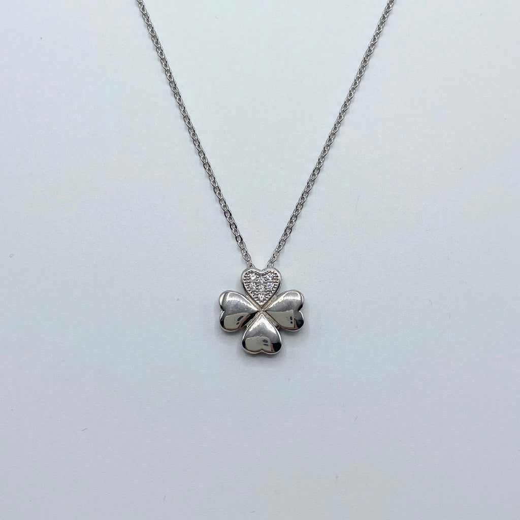 Sterling Silver Four Leaf Clover Pendant Necklace