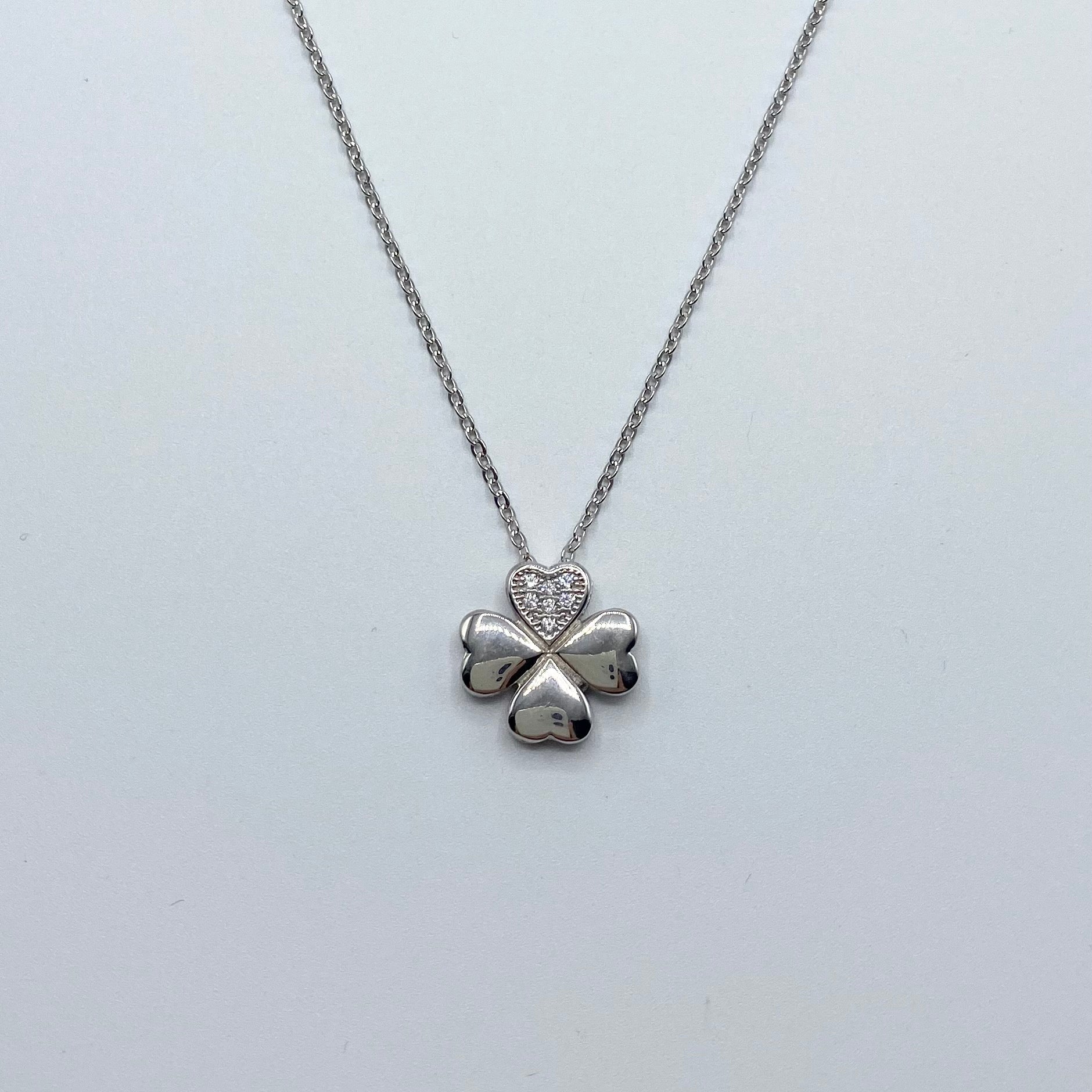 Sterling Silver Four Leaf Clover Pendant Necklace