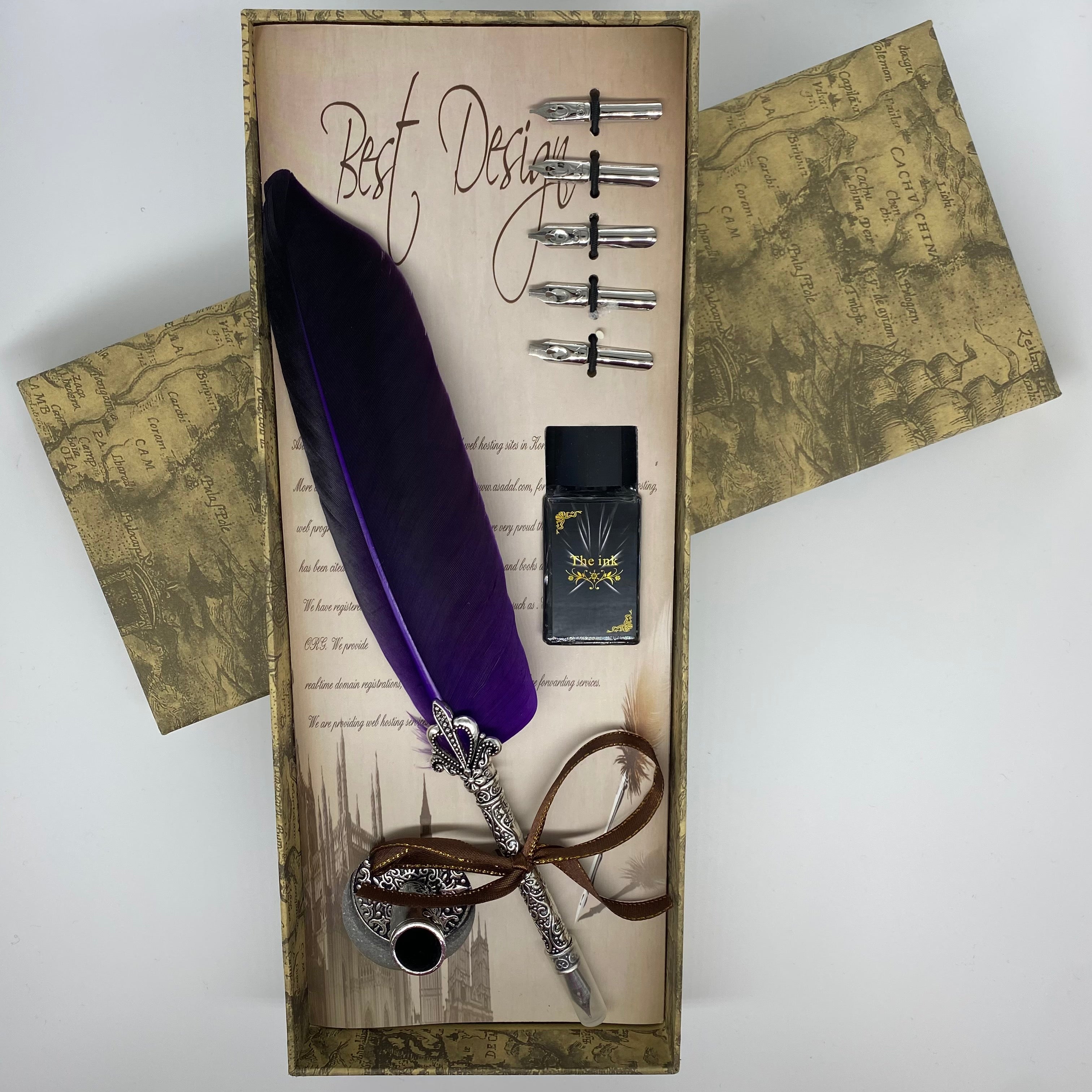 Vintage Style Quill & Ink Set - Purple