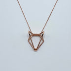 Rose Gold Origami Wolf Pendant Necklace