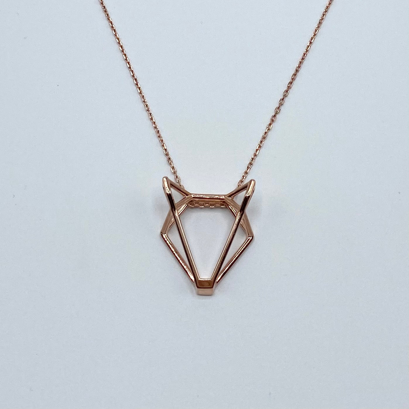 Rose Gold Origami Wolf Pendant Necklace