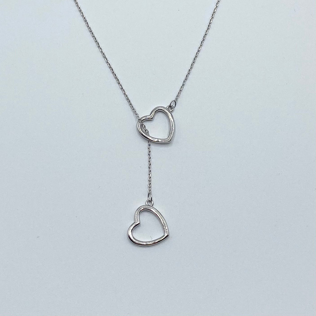 Sterling Silver Double Heart Pendant Necklace