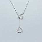 Sterling Silver Double Heart Pendant Necklace
