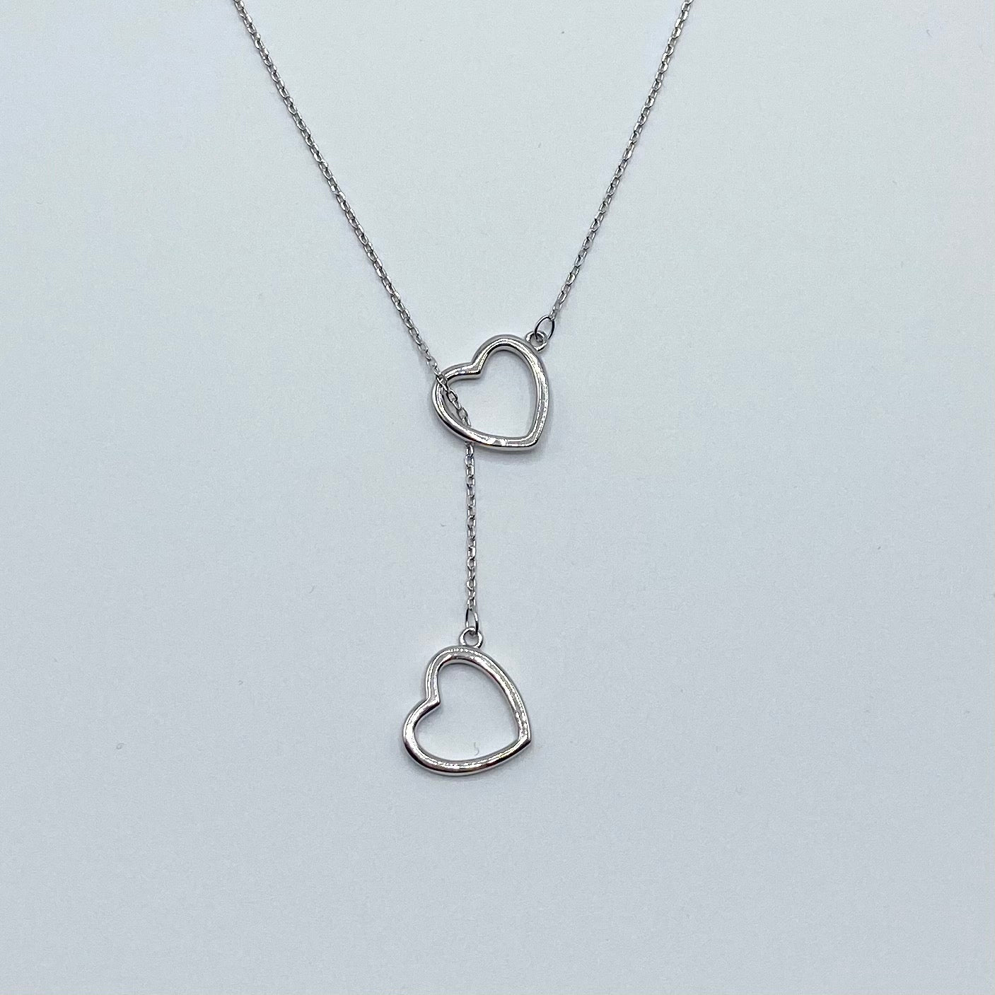 Sterling Silver Double Heart Pendant Necklace