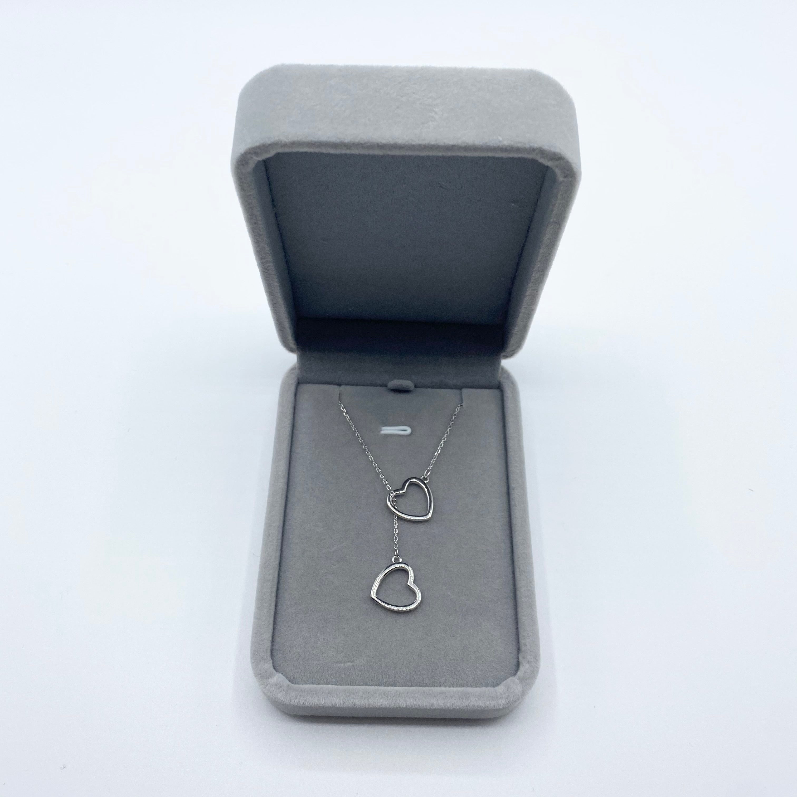 Sterling Silver Double Heart Pendant Necklace