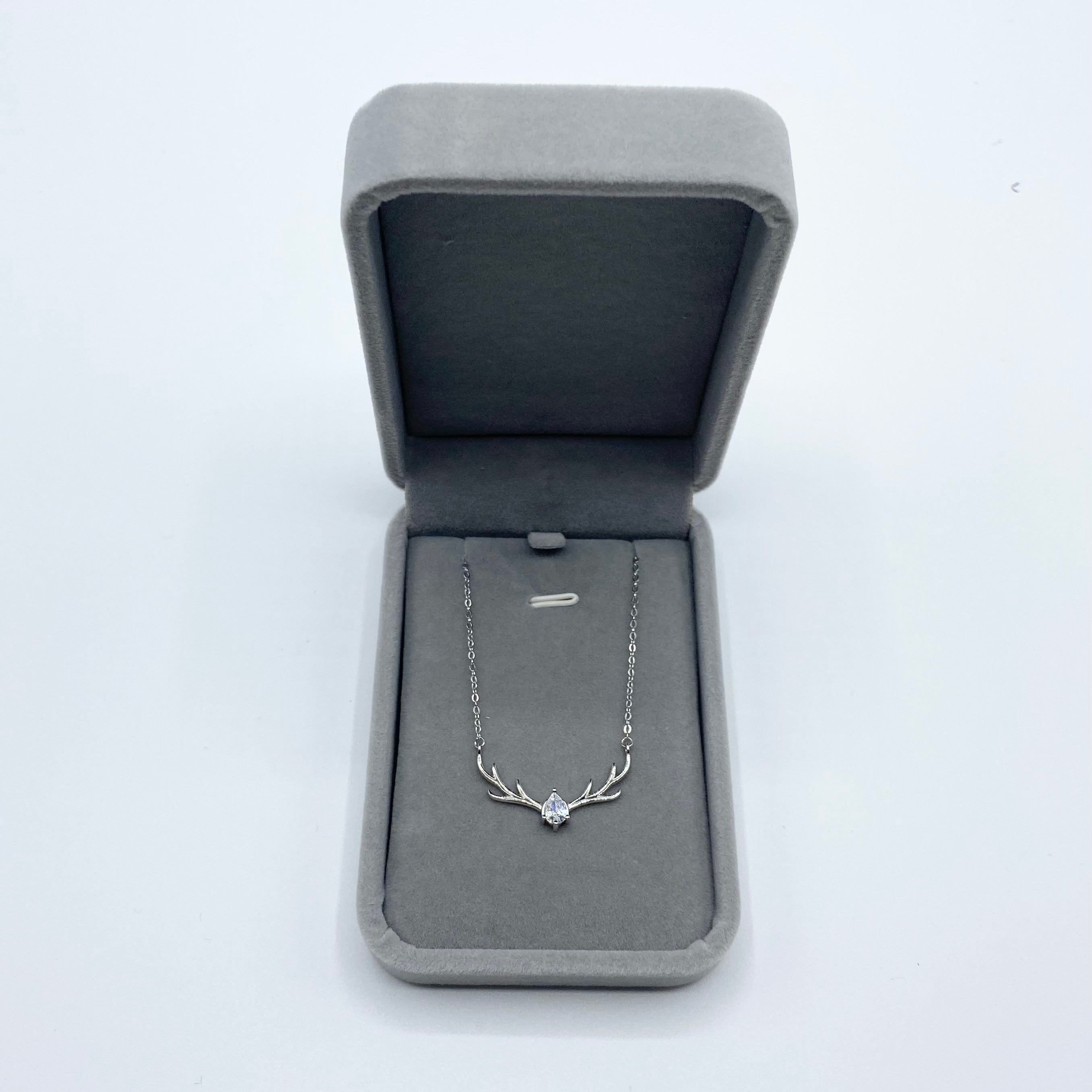 Sterling Silver Deer Antler Crystal Necklace