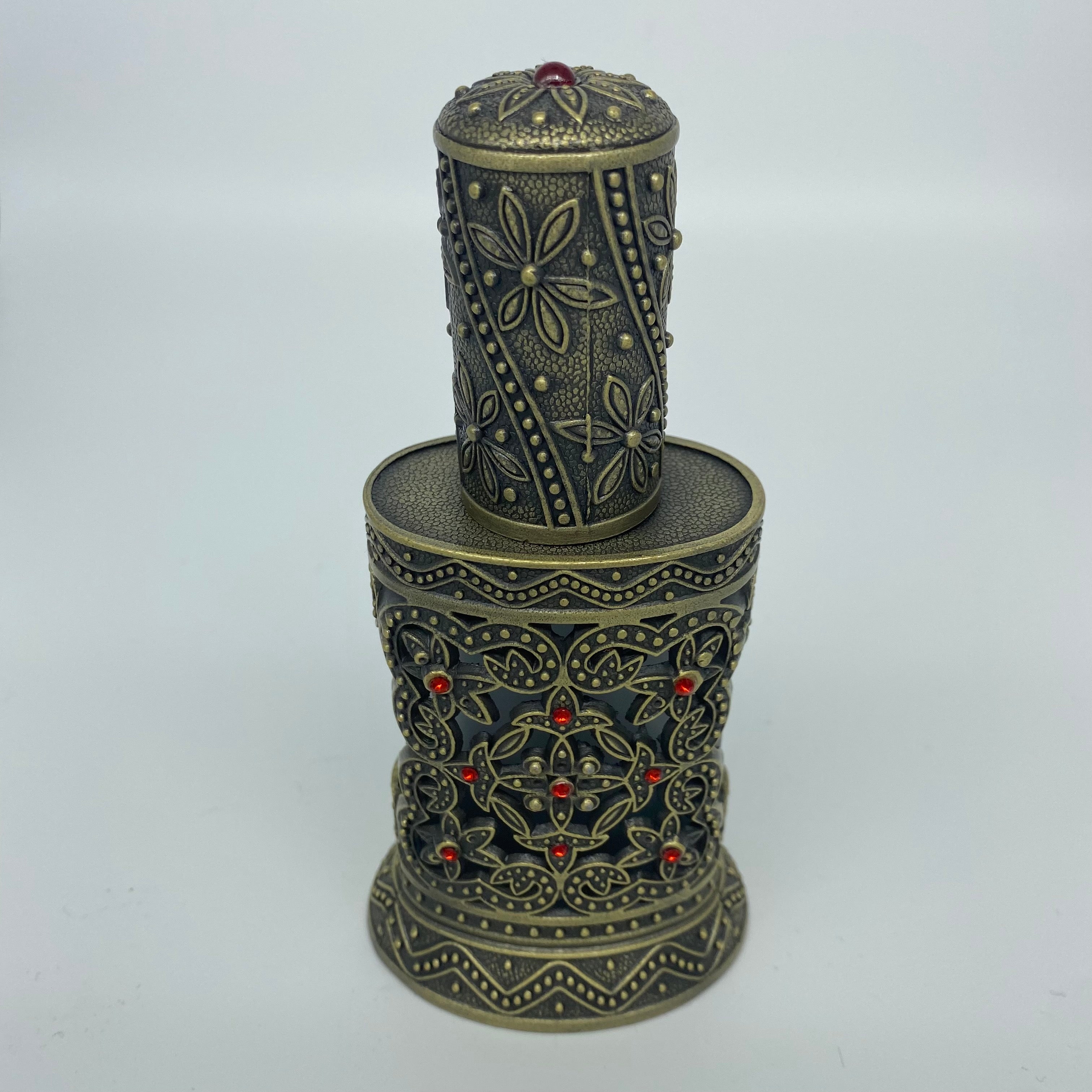 Bronze & Red Vintage Style Perfume Bottle